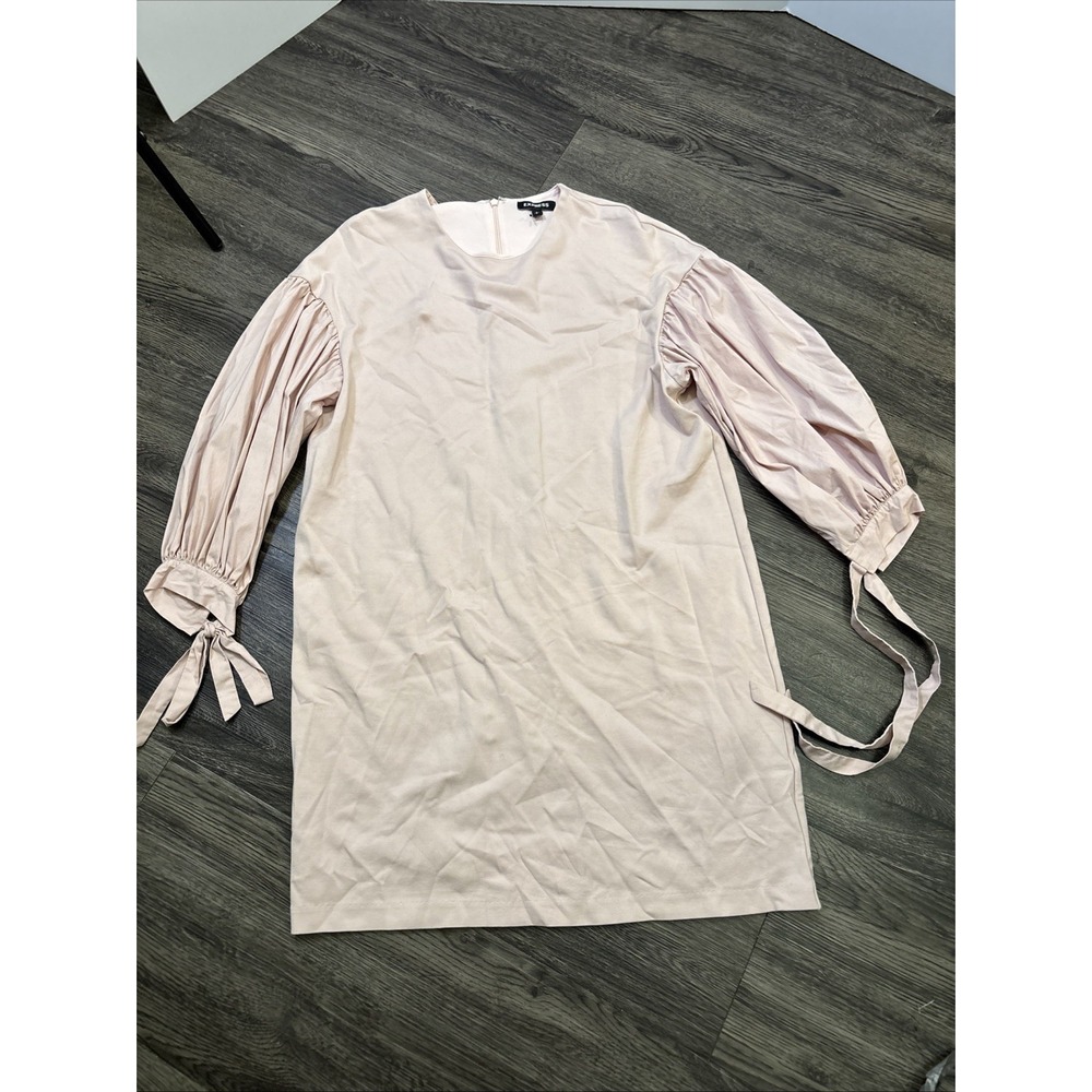 Express Tie Balloon Sleeve Ponte Shift Dress Pink Size S